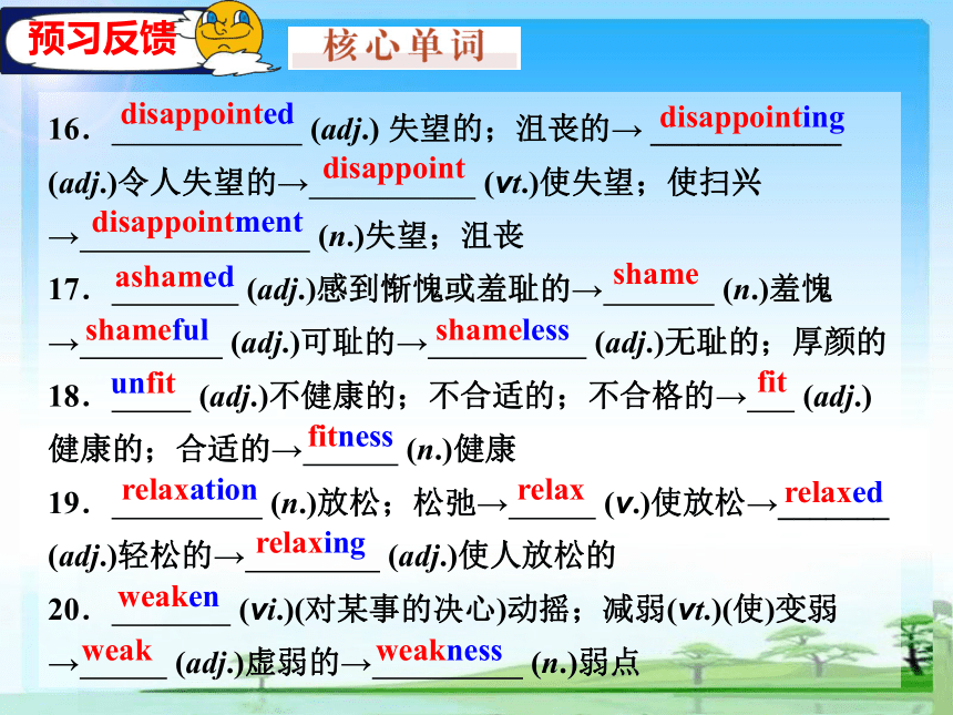 人教版高中英语选修六Unit3 A healthy life Period 1 Key words 课件(共31张PPT)