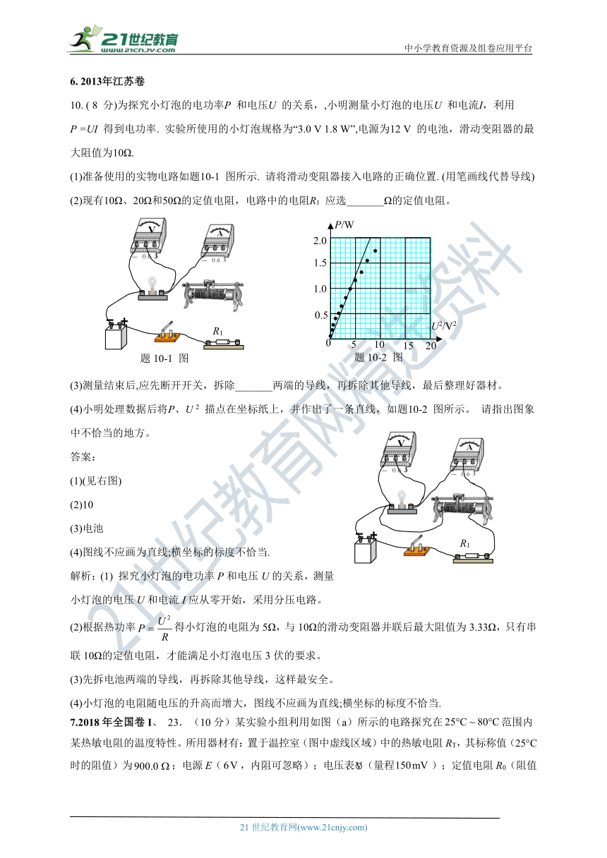 2011-2020年高考物理试卷分类汇编之089a.其它电学实验(上)（含答案及解析）