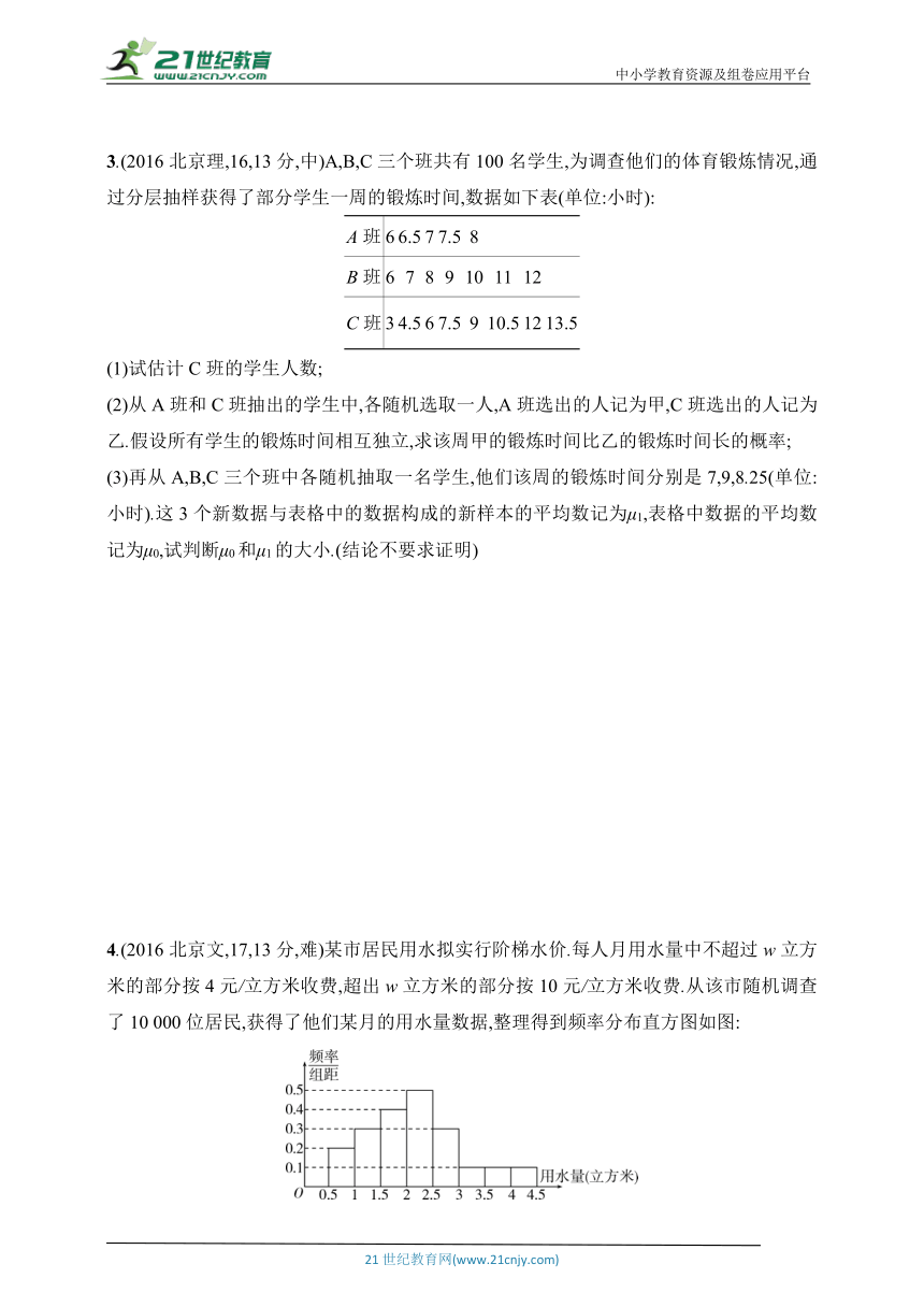 2025北京版新教材数学高考第一轮基础练习（含答案）--11.4　统计