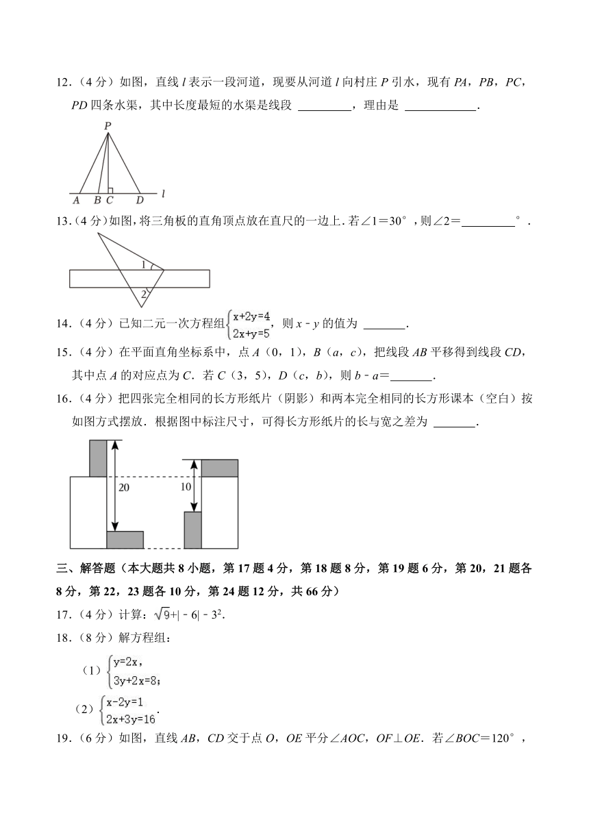 2023-2024学年浙江省台州市临海市第六教研区七年级（下）期中数学试卷(含解析)