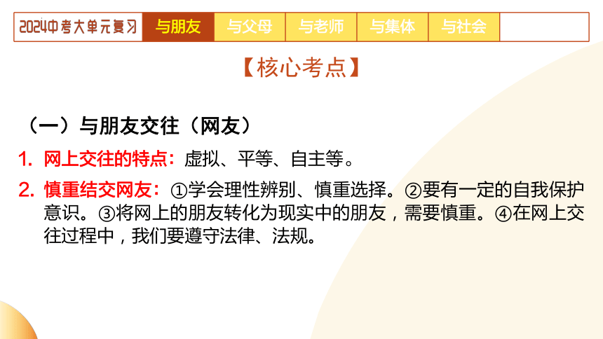 2024年中考道德与法治二轮复习讲练测 模块一  生命安全与健康教育 单元3 交往品德（示范课件）(共33张PPT)