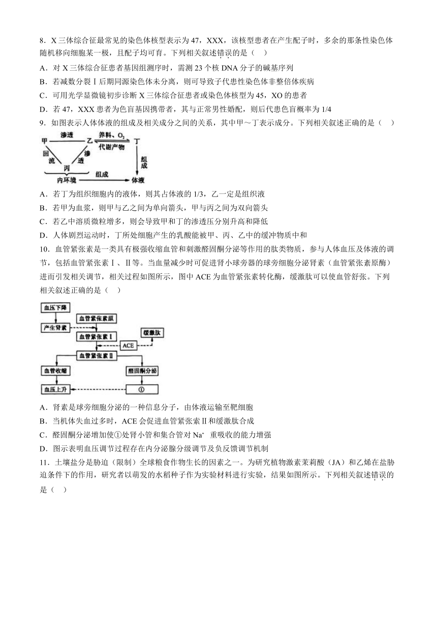 2024届河北省沧州市部分高中高三下学期二模生物试题（含解析）