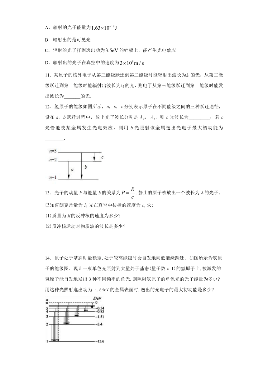 上海市甘泉高中2019-2020学年物理沪科版选修3-5：3.3量子论视野下的原子模型 跟踪训练（含解析）