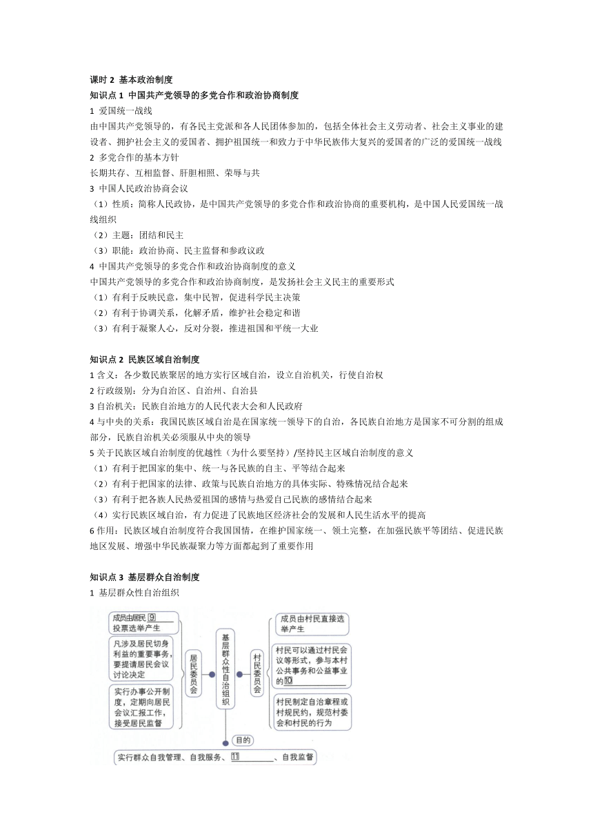 第五课 我国的政治和经济制度 复习学案（含答案）