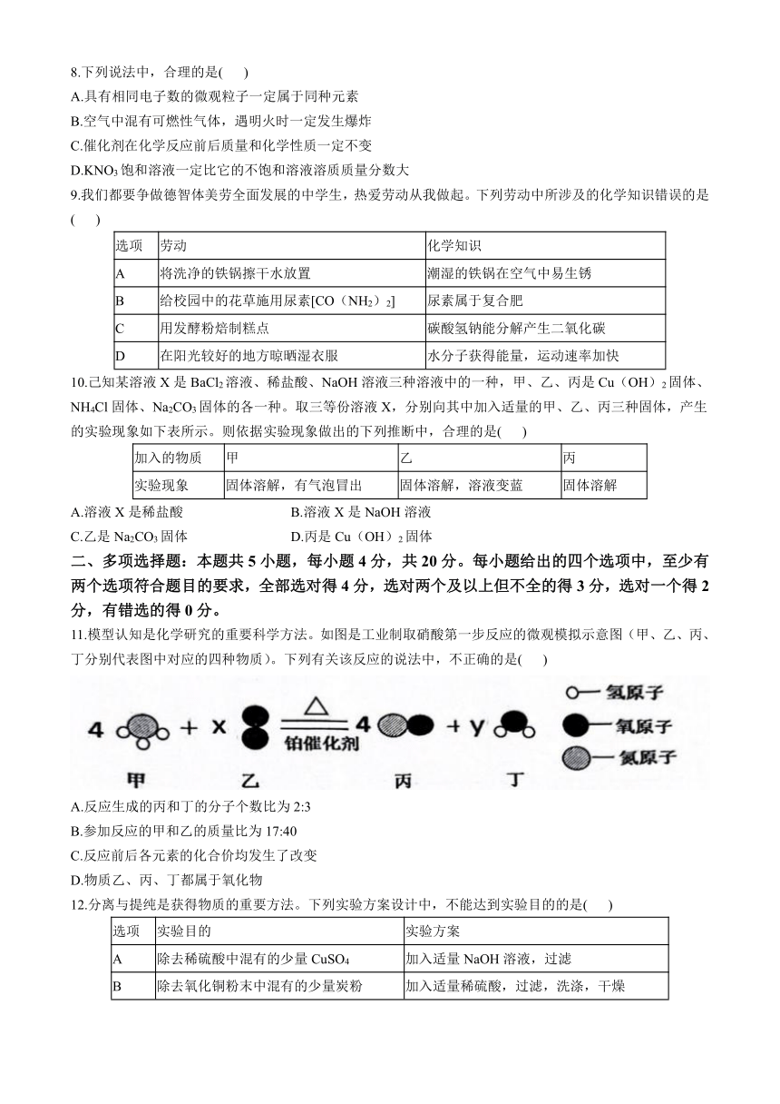 2024山东省济南市市中区九年级二模化学试题（含答案）