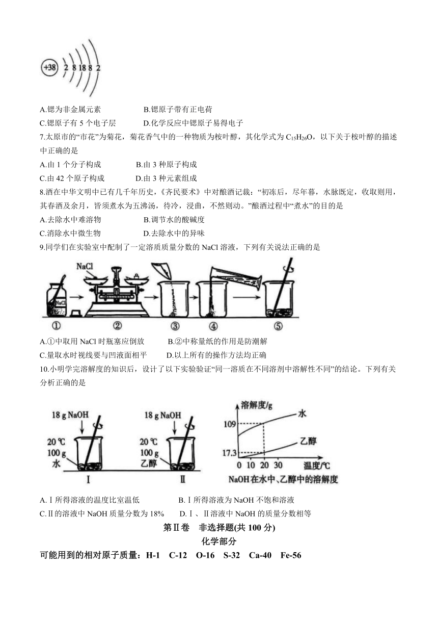 2024年山西省太原市中考第二次模拟考试化学试卷（含答案）