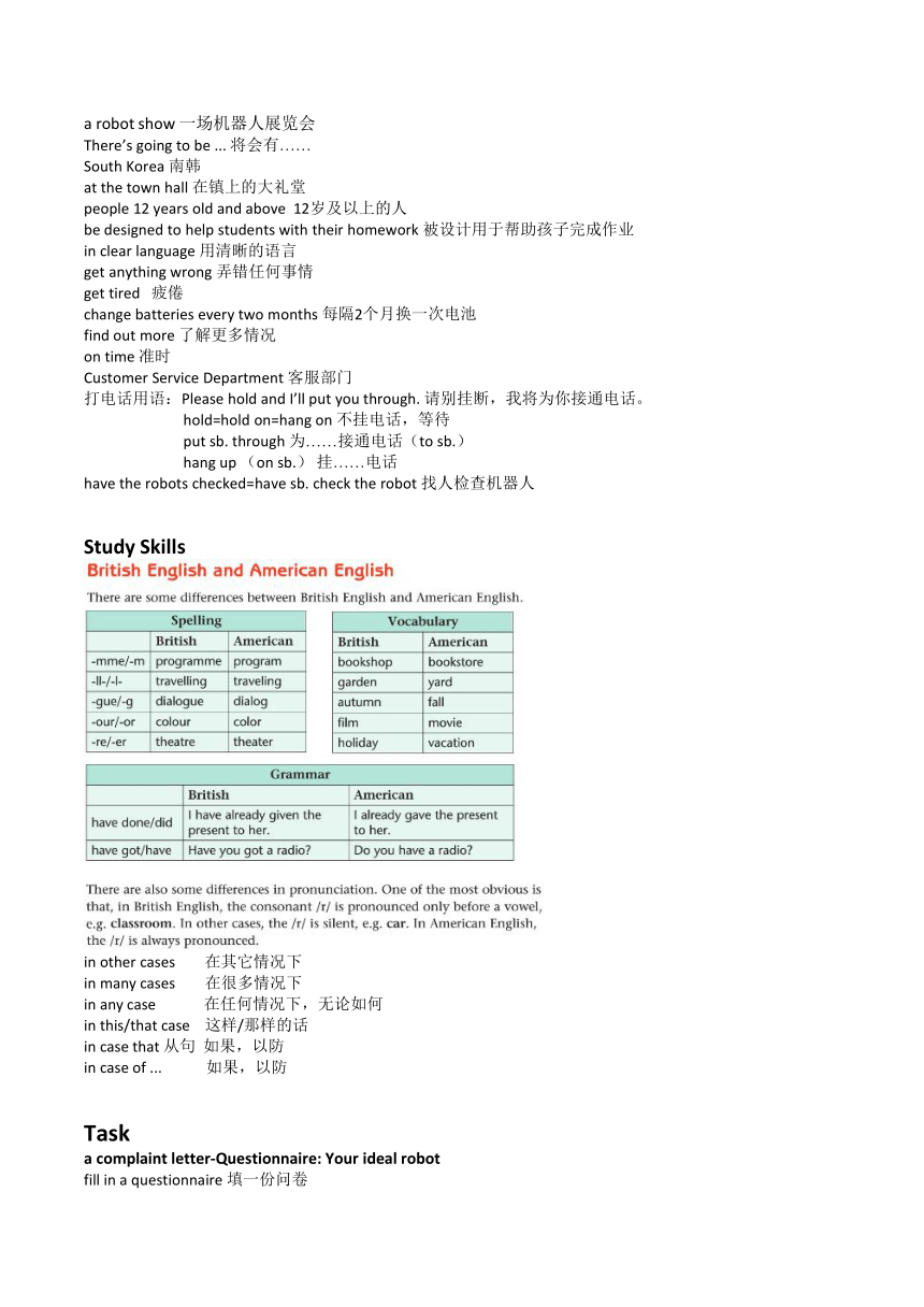 牛津译林版九年级英语下册Unit 3 Robots 知识点梳理及练习（含解析）