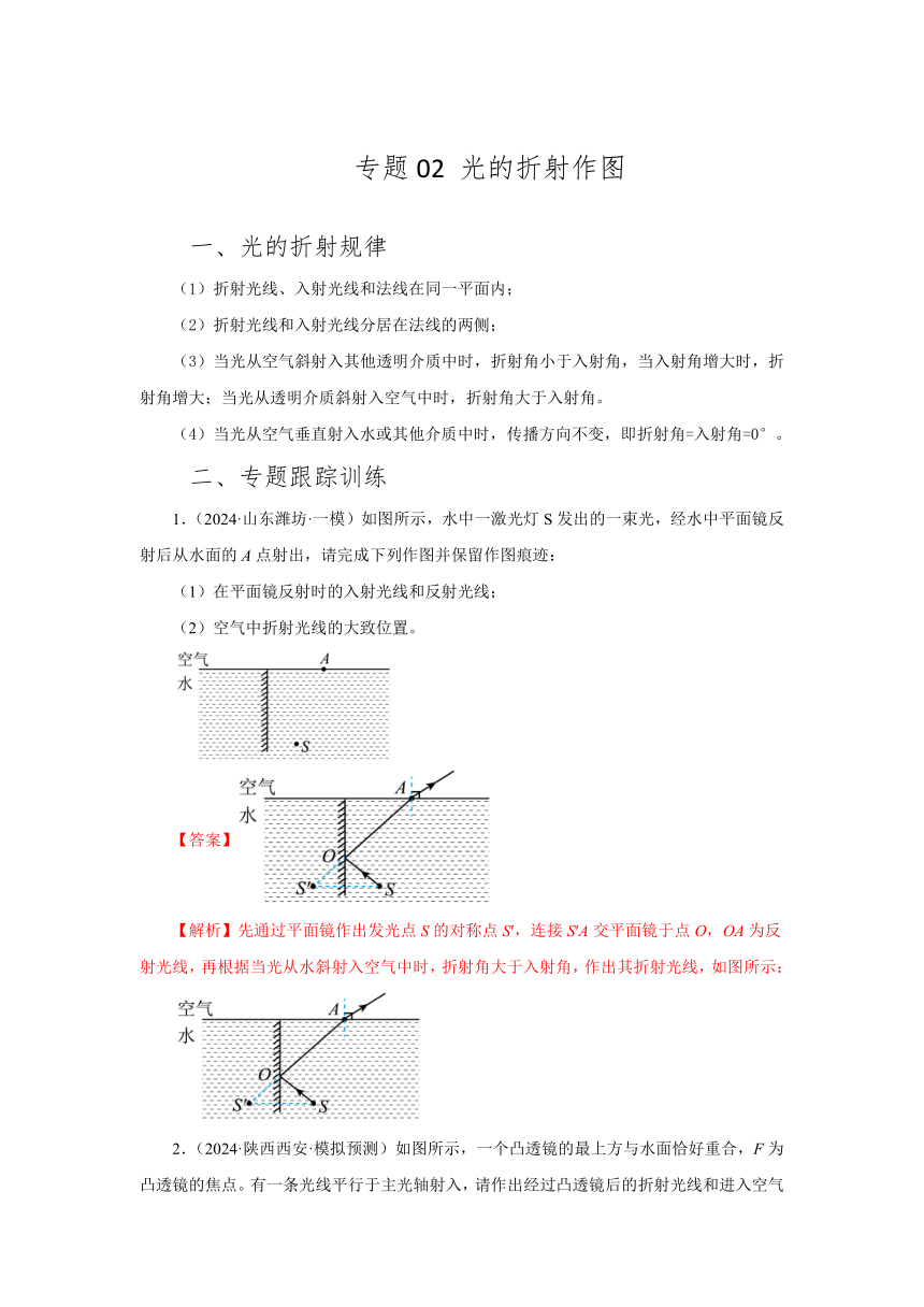 专题02 光的折射作图（解析版）—2024中考物理作图专项练习