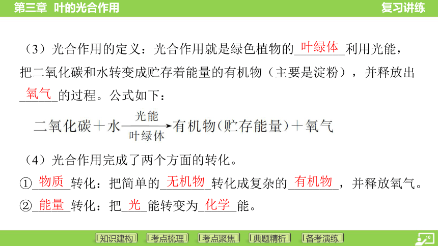 第一篇 第三单元 第三章 叶的光合作用  课件(共38张PPT) 2024中考生物总复习专题突破(冀少版)