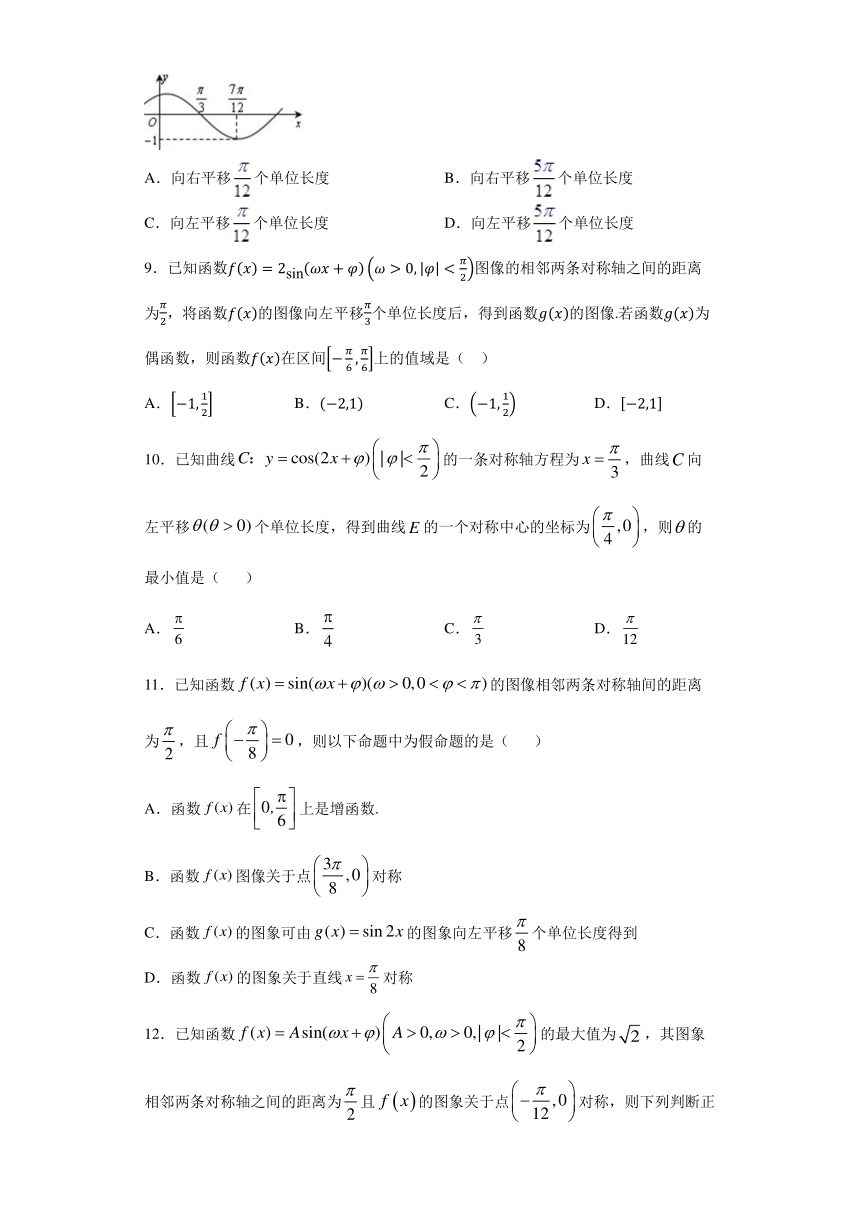 人教A版（2019）高中数学必修第一册5.6 《 函数y＝Asin(ωx＋φ)》同步测试（二）（Word含答案）