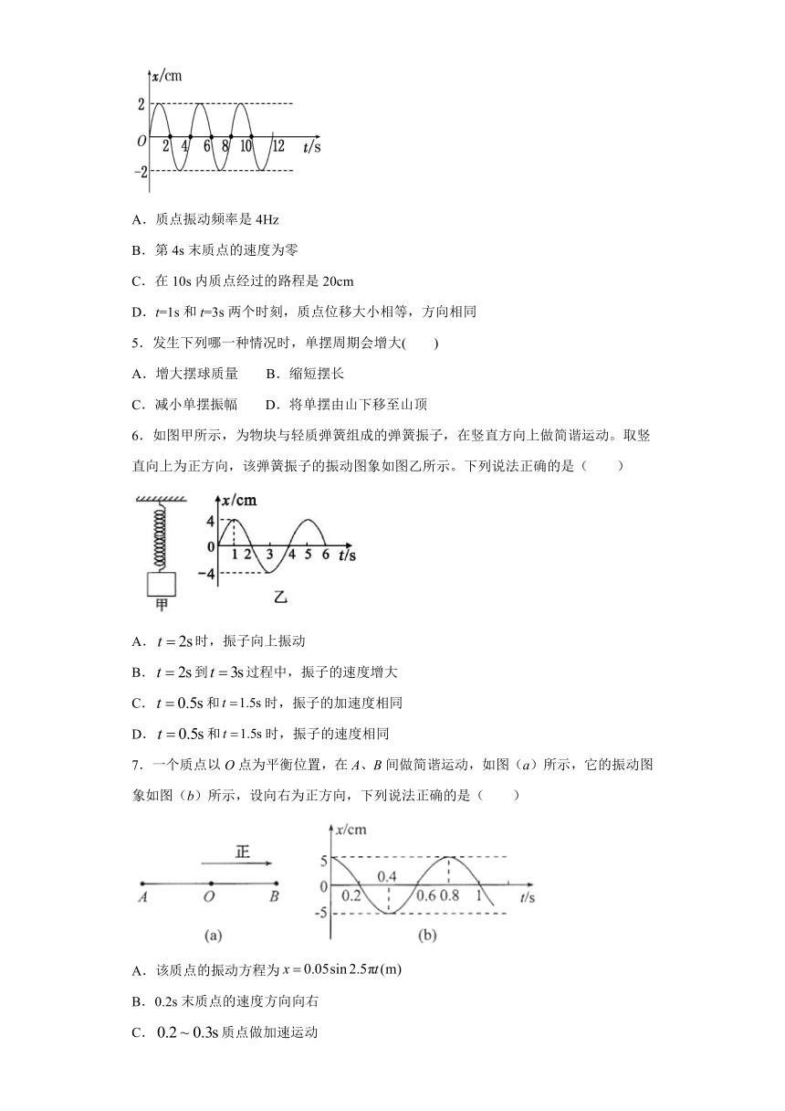 2019—2020学年人教版选修3-4 机械振动 单元检测试题3（解析版）