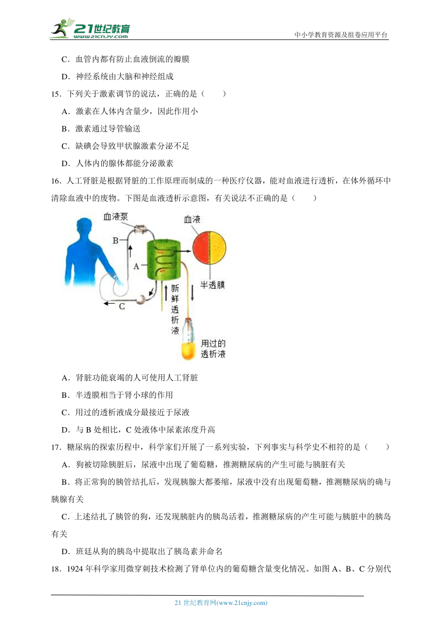 【查漏补缺】北师大版生物七年级下册期末训练卷二（含答案）