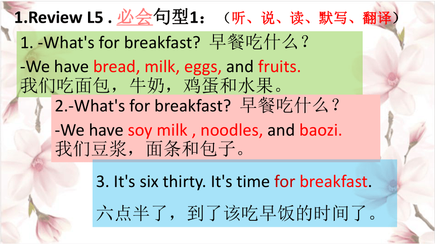 Unit 2 What's for breakfast? Lesson 8 复习课件 （共21张PPT）