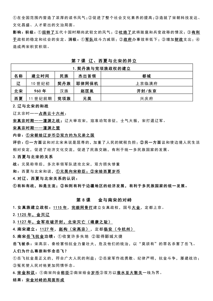 甘肃省张掖市2020年部编版七年级历史下册复习提纲