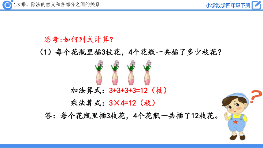 四年级下册数学课件1.3 乘、除法的意义和各部分之间的关系人教版(共24张PPT)