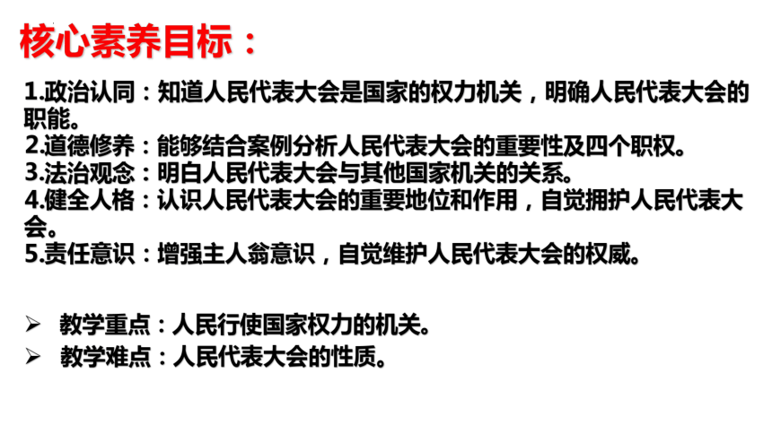 （核心素养目标）  6.1 国家权力机关 课件（18  张ppt+内嵌视频 ）