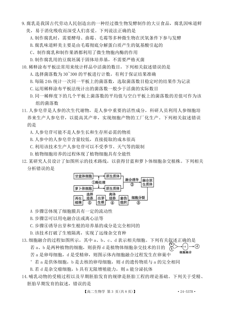 内蒙古赤峰市部分学校2023-2024学年高二下学期5月期中联考生物学试题（含答案）