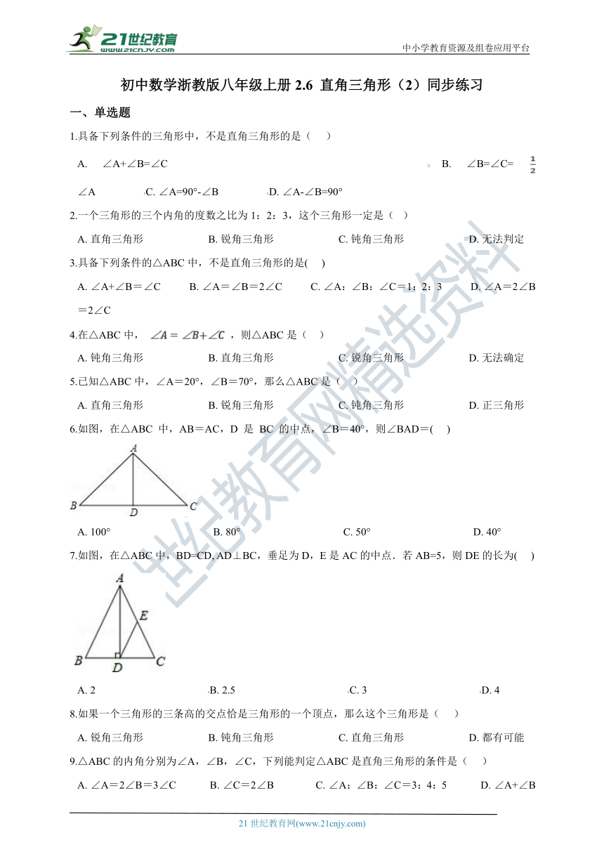 2.6.2 直角三角形同步练习(含解析）
