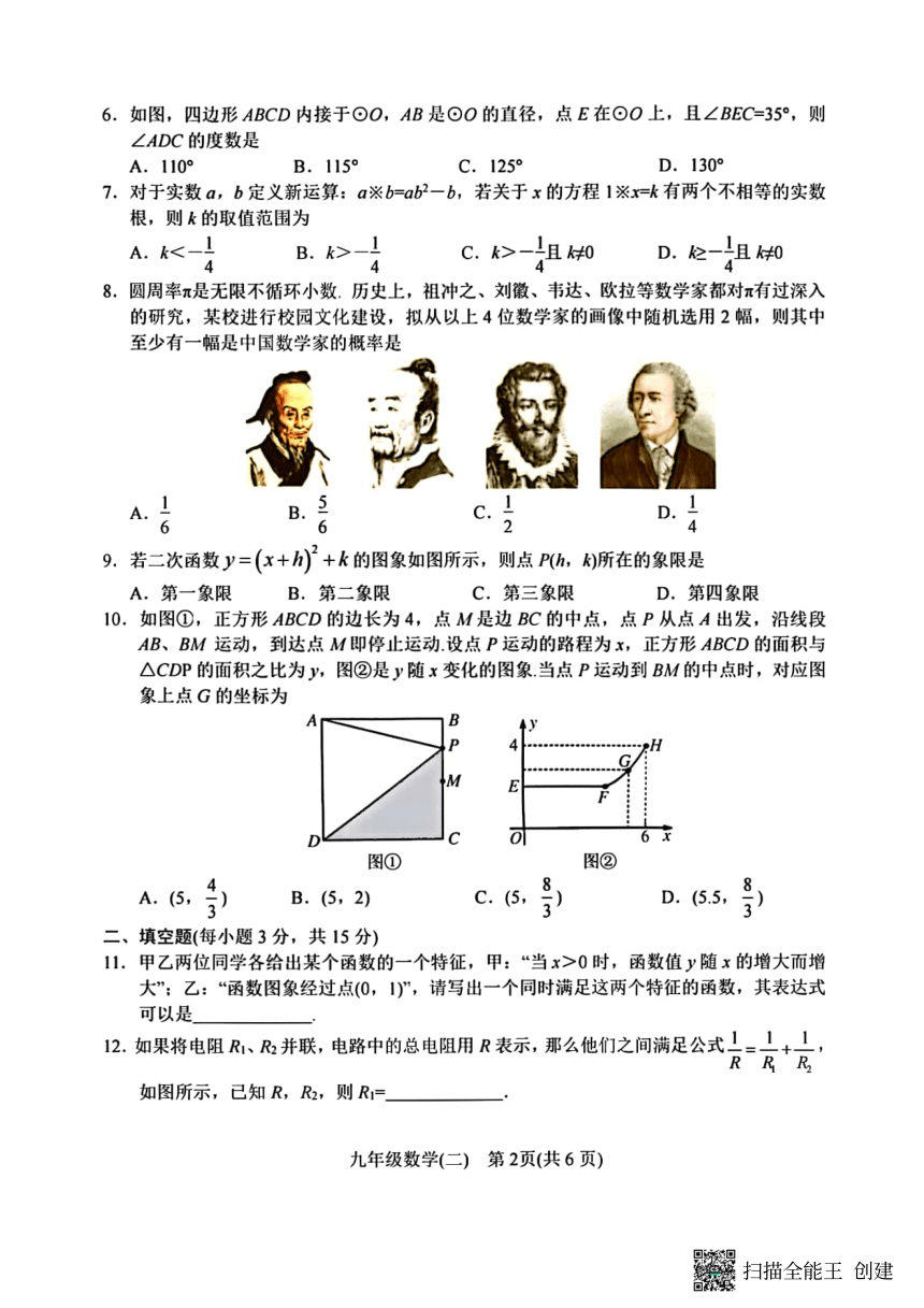 2024年河南省南阳市中考二模数学试题（PDF版，无答案）