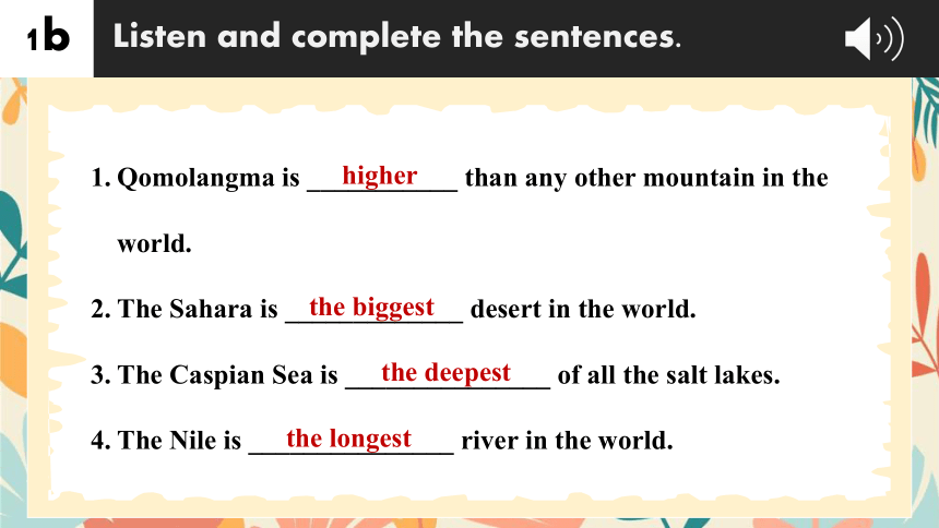 Unit 7 What's the highest mountain in the world? SectionA 1a~1c课件(共19张PPT)2023-2024学年人教版英语八年级下册