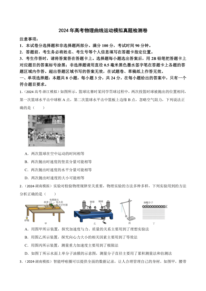 2024年高考物理曲线运动模拟真题检测卷（含解析）