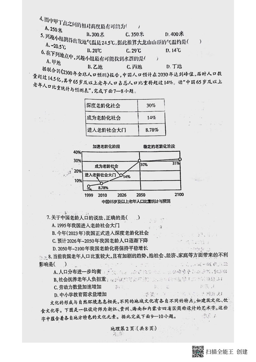 河南省洛阳市西工区2023-2024学年八年级下学期期中考试地理试卷（图片版无答案）