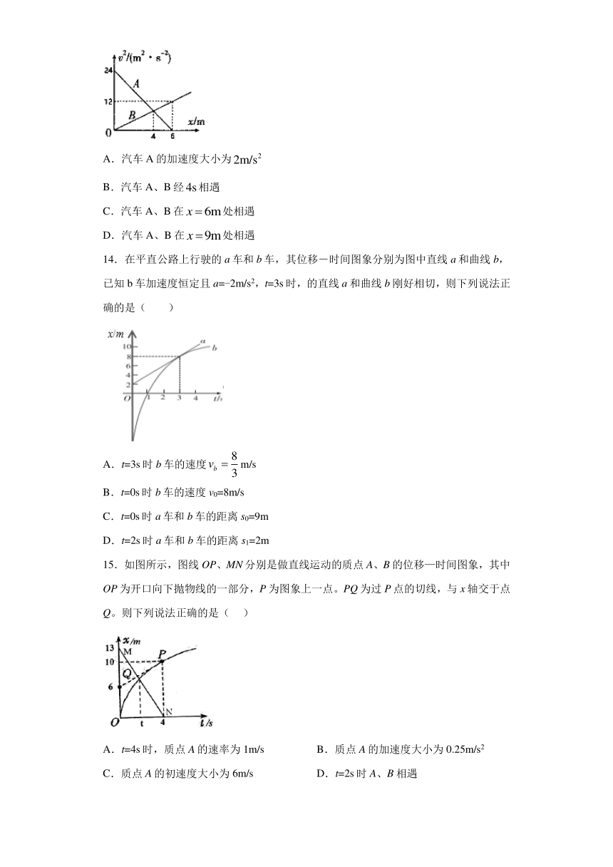 高中物理人教新课标版必修1： 追及相遇问题 补充训练（含解析）