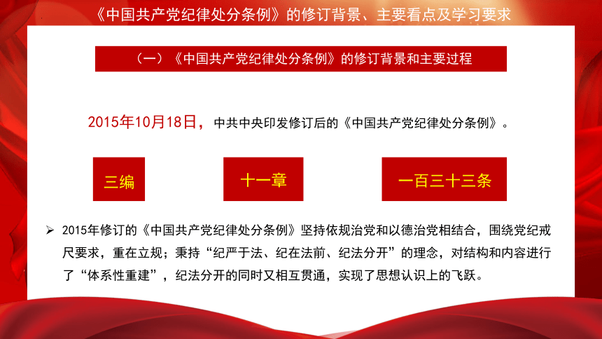 《中国共产党纪律处分条例》的修订背景、主要看点及学习要求-高中党团建设主题班会课件（共23张PPT）