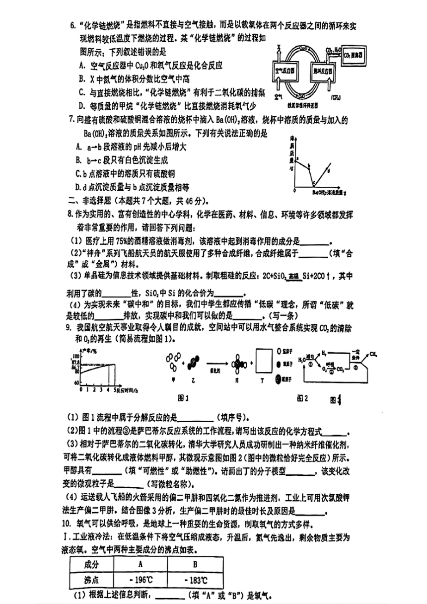 2024年贵州省贵阳市观山湖区中考二模考试化学试题（图片版，无答案）