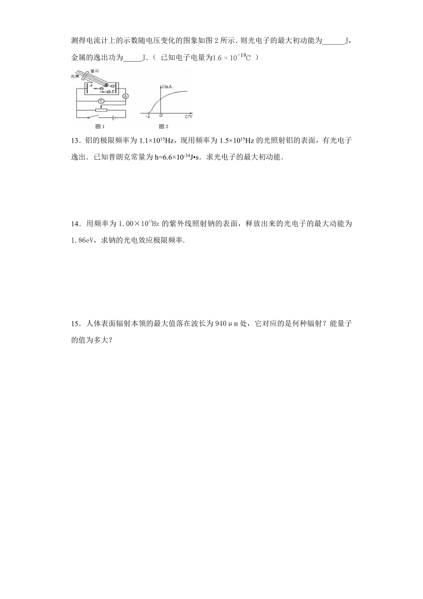 惠阳区第三中学2019-2020学年高中物理粤教版选修3-5： 2.1光电效应 课时练（含解析）