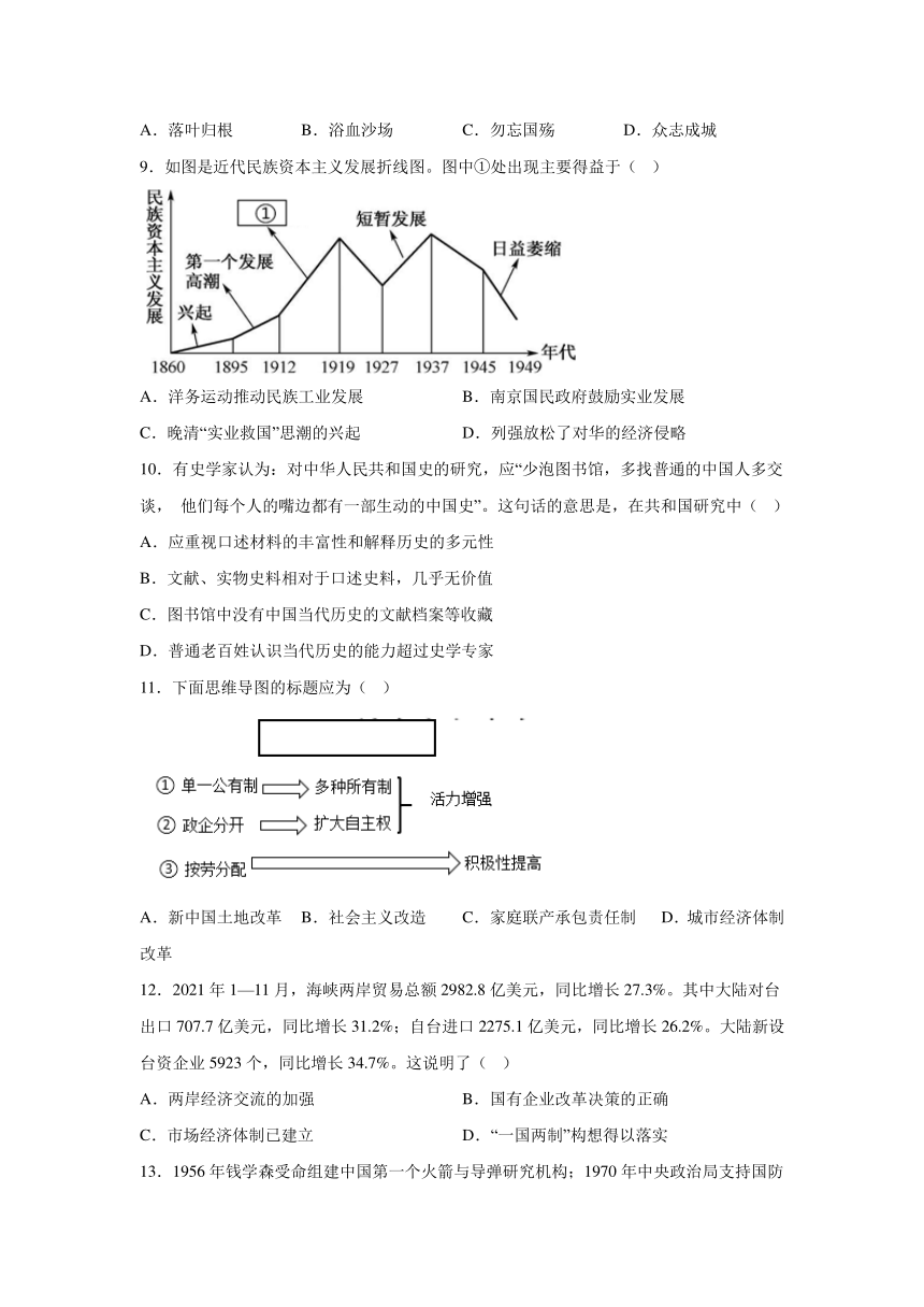 考前金卷04-备战2024年中考历史模拟卷（全国通用）（含解析）