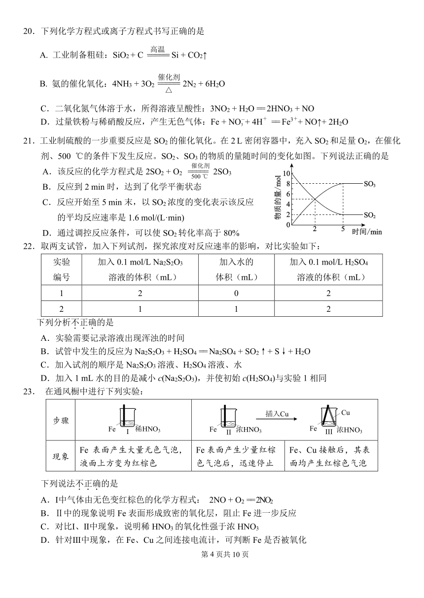 2024北京九中高一（下）期中化学（PDF版含答案）