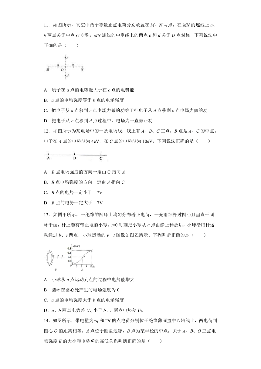 高中物理人教新课标版选修3-1：电场能的性质 强化训练（含解析）