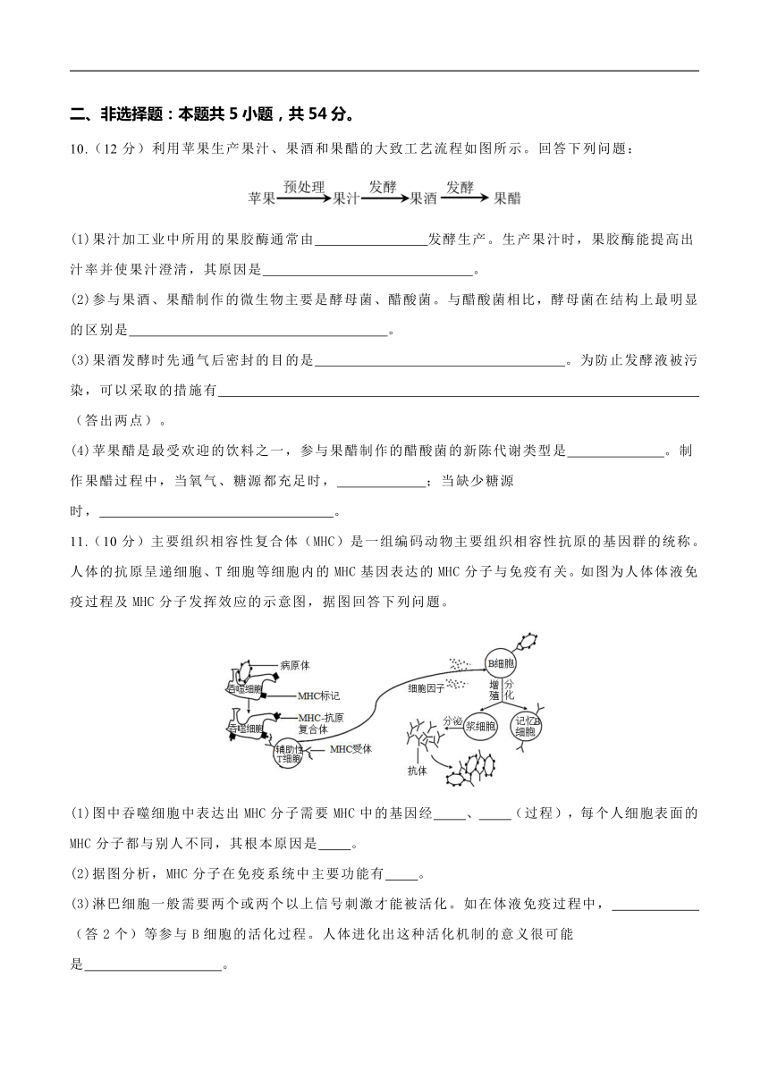 河南省焦作市博爱县第一中学2024届高三下学期5月月考生物试卷（含解析）