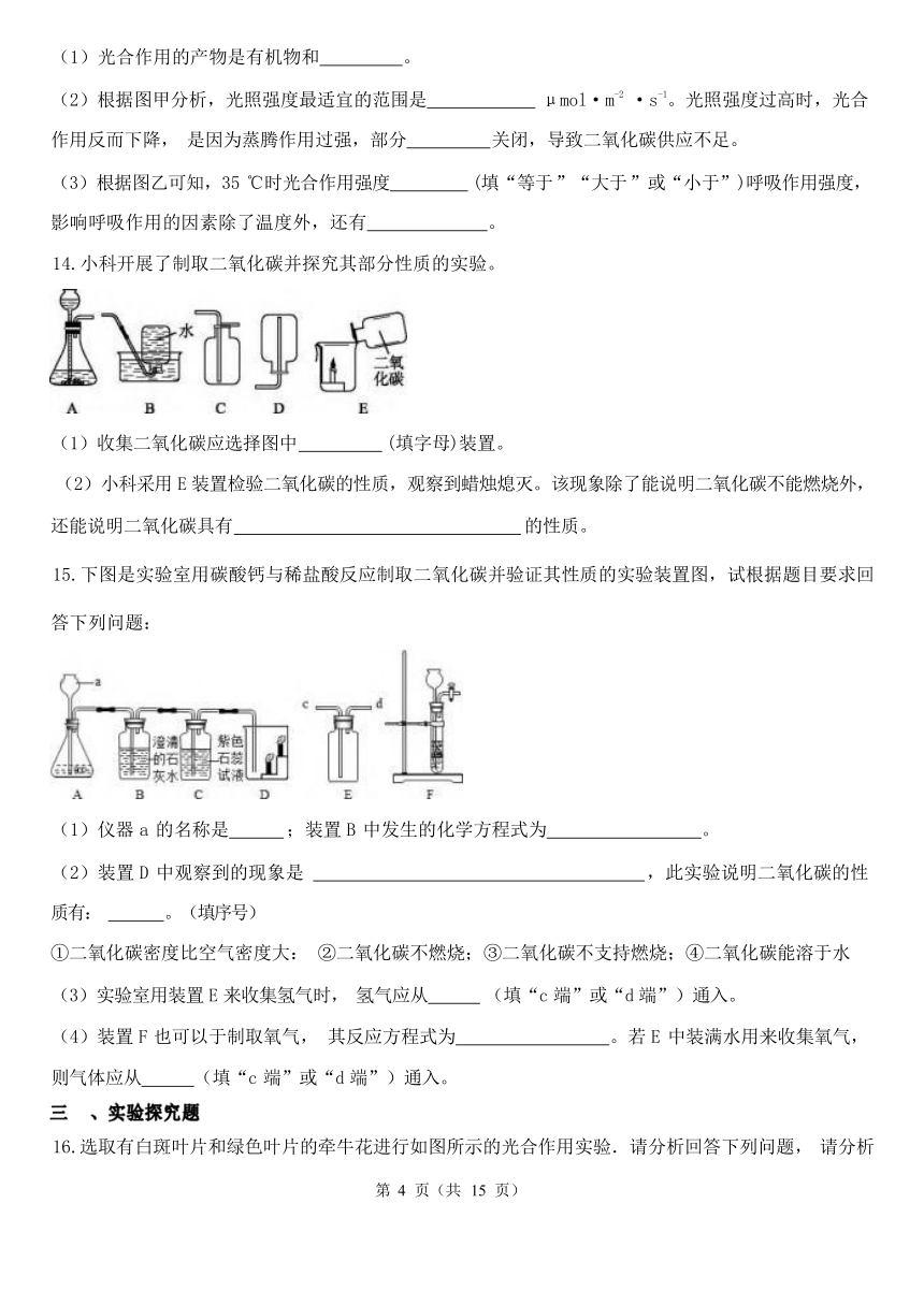 第三章 空气与生命（3.4-3.6） 综合练习（含解析）