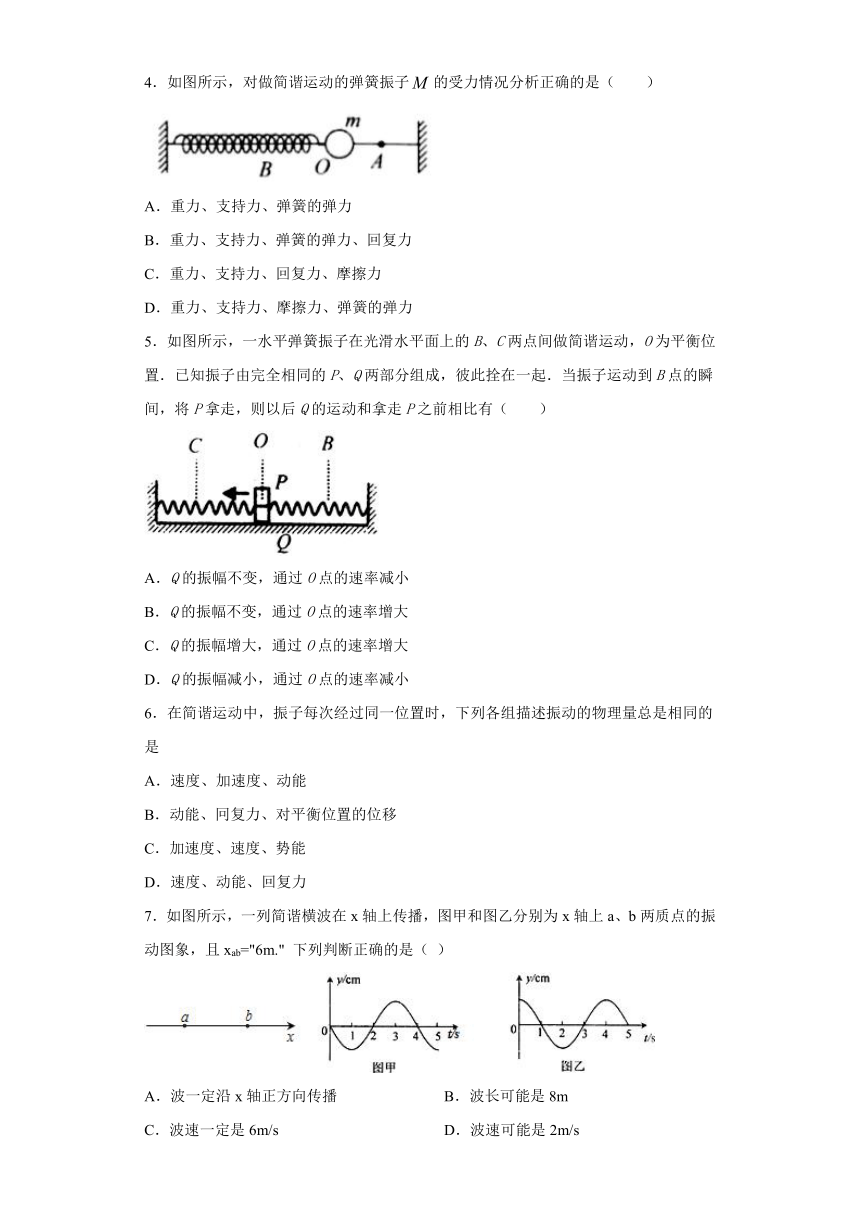 上海市丰华高中2019-2020学年高中物理沪科版选修3-4：机械振动 单元测试题（含解析）