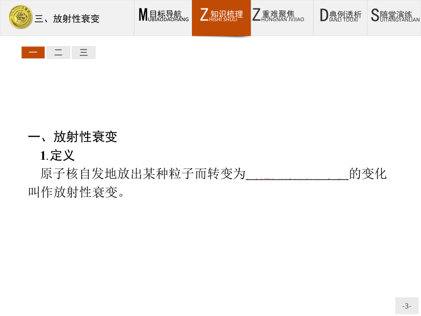 高中物理人教版选修1-2课件：3.3 放射性衰变(共22张PPT)