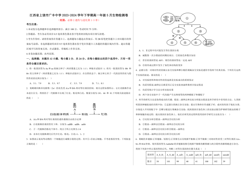 江西省上饶市广丰中学2023-2024学年下学期高一年级5月生物检测卷（含答案）