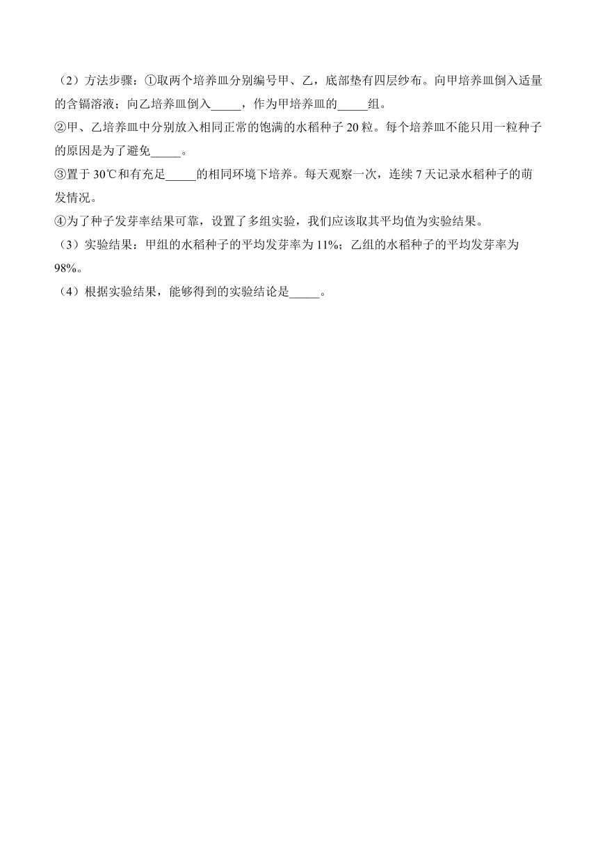 2024年中考生物二轮复习重点实验通关练——实验六 测定种子的发芽率（含解析）
