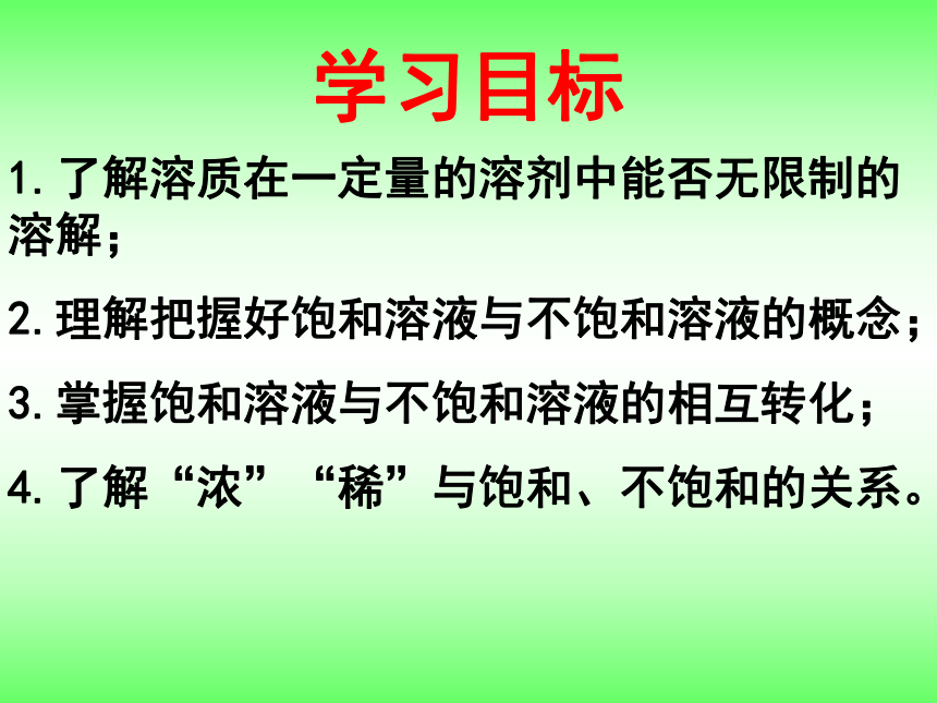 鲁教版（五四学制）九年级化学1.1.2 溶液的形成第2课时 饱和溶液与不饱和溶液  课件 (共16张PPT)