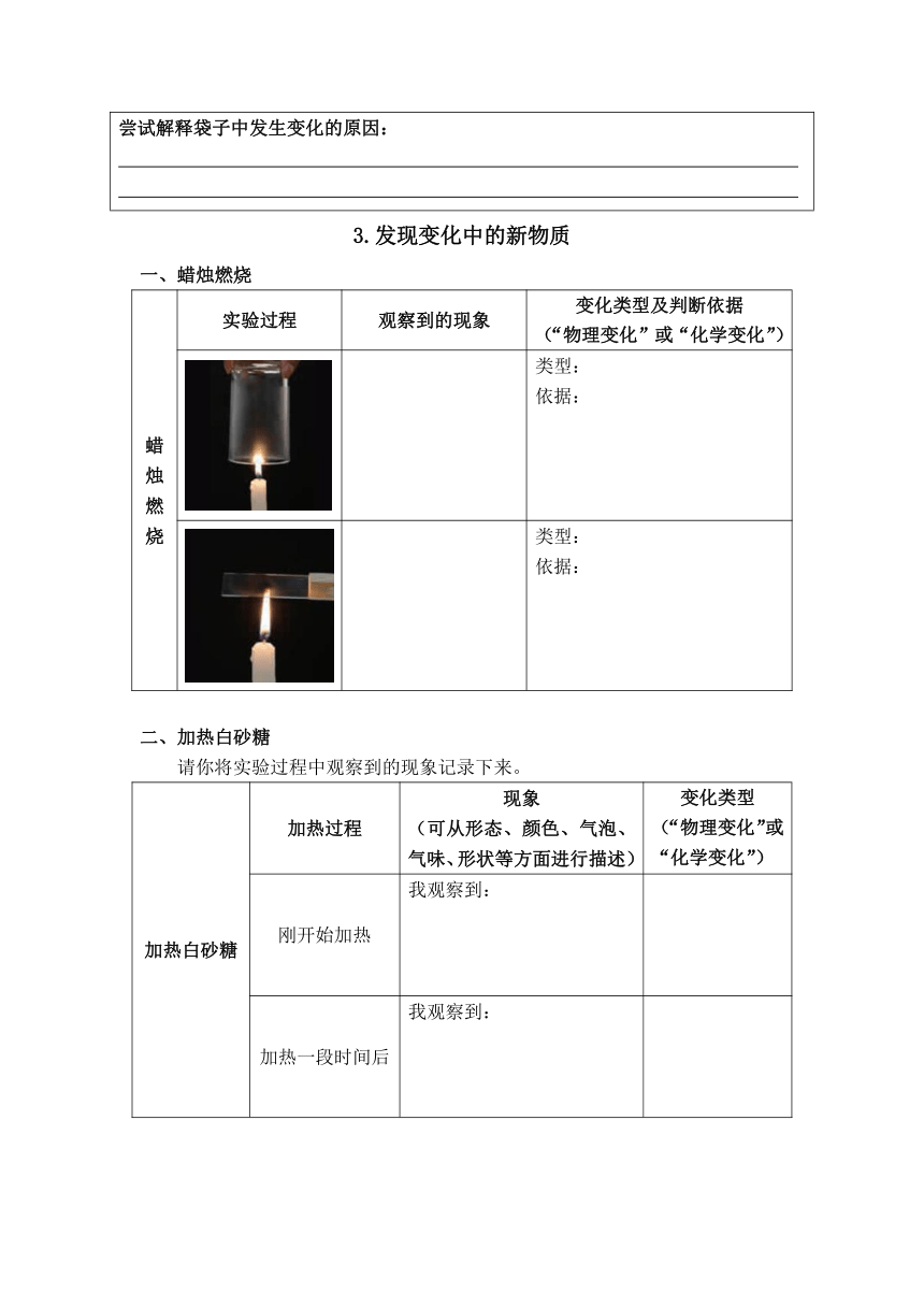 教科版六年级科学下册第四单元试验探究记录单（表格式）