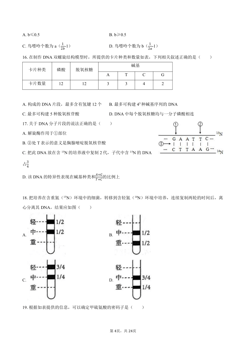 2023-2024学年天津四十三中高一（下）期中生物试卷（文字版含解析）