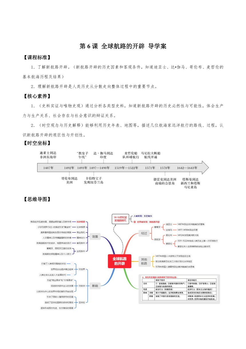 第6课 全球航路的开辟 导学案