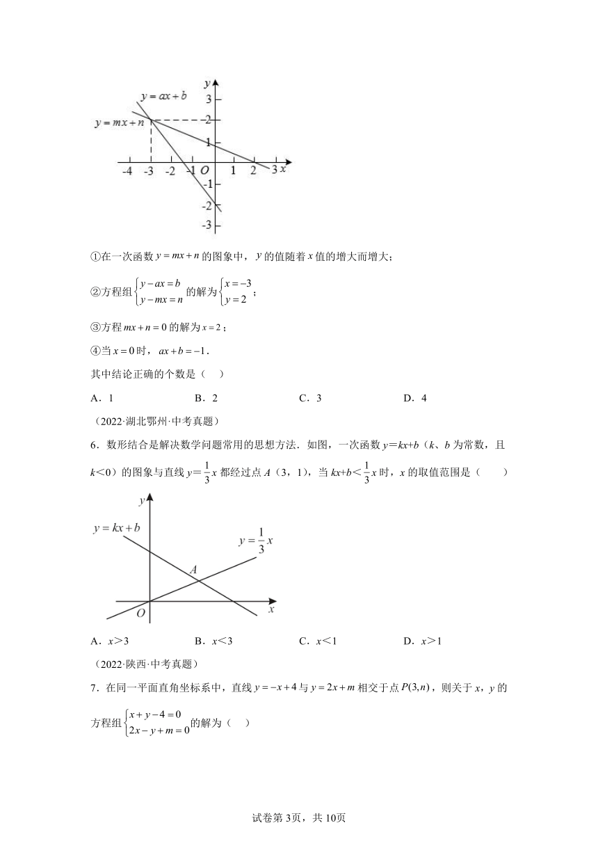 专题19.19一次函数与方程、不等式（直通中考）（综合练） （含解析）2023-2024学年人教版数学八年级下册