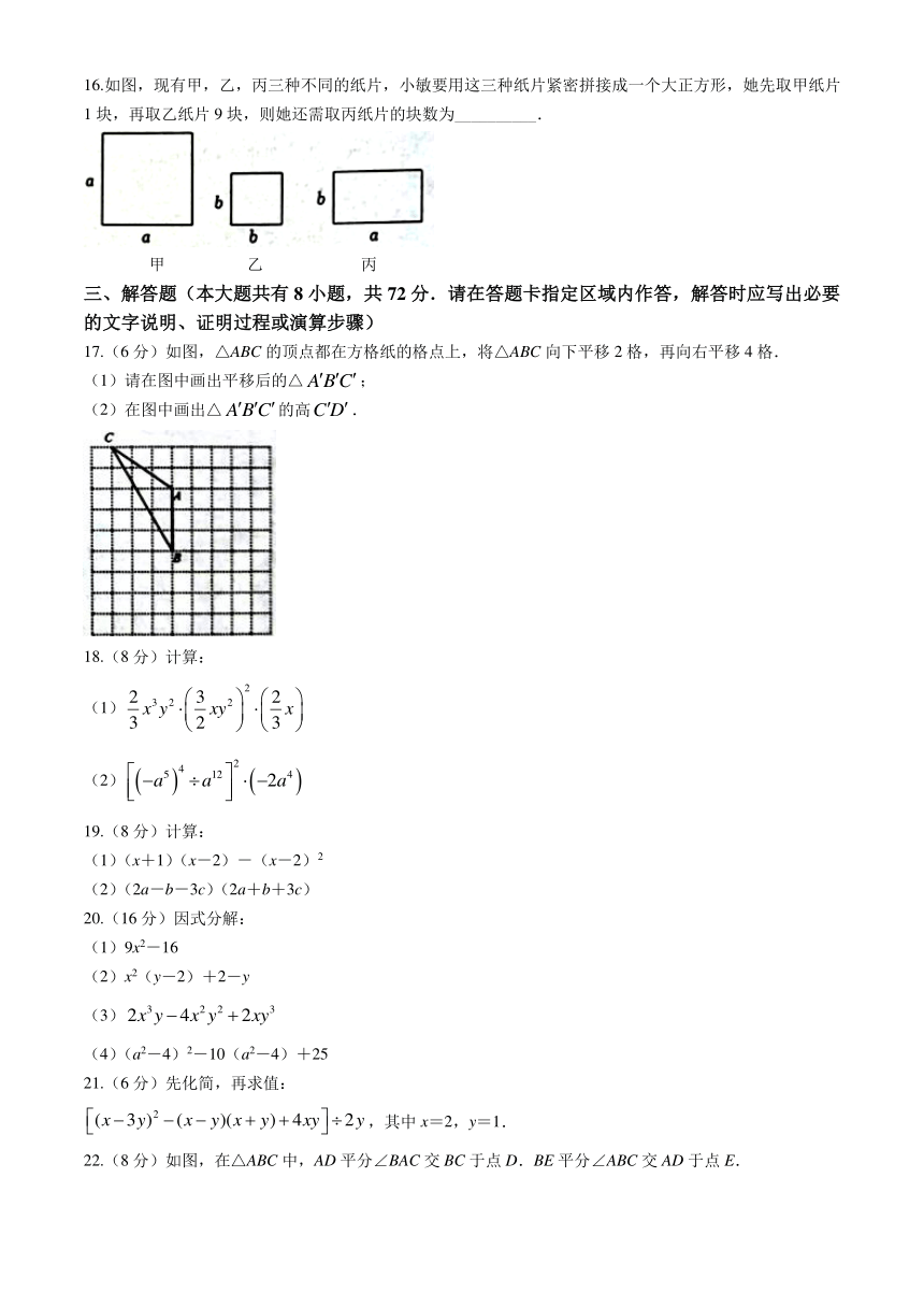 江苏省盐城市阜宁县2023-2024学年七年级下学期期中数学试题(含答案)