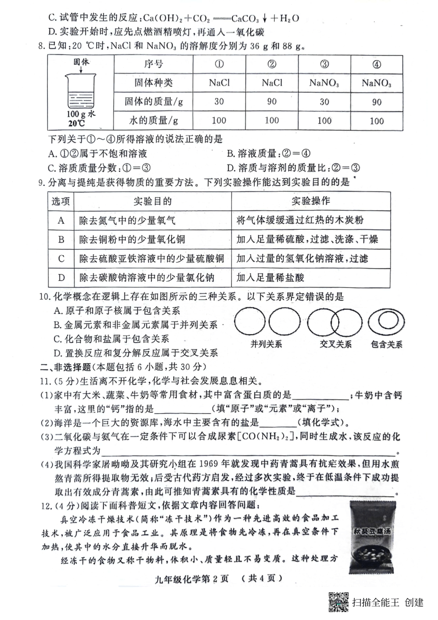 2024年山东省菏泽市中考二模化学试卷(图片版,无答案)