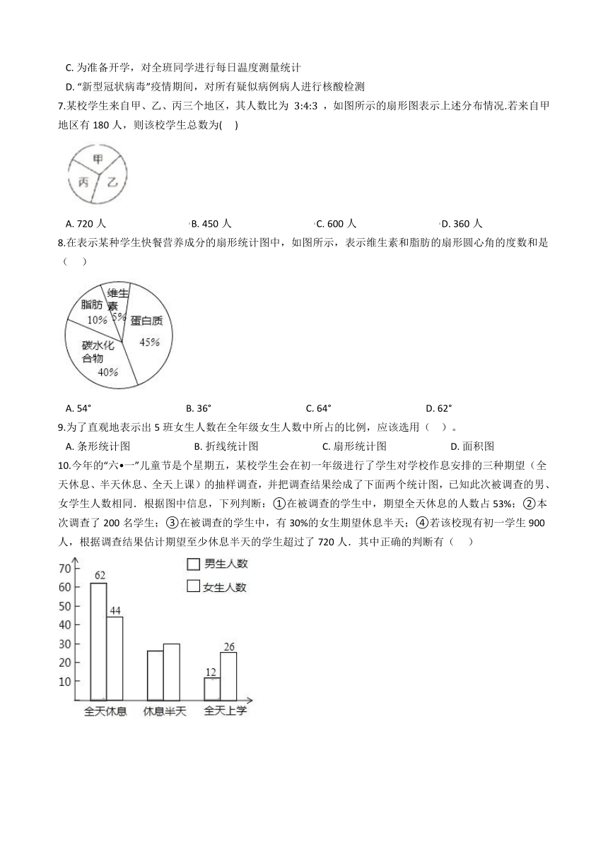 人教版数学七年级下册第十章 数据的收集与整理测试卷（word版，含解析）