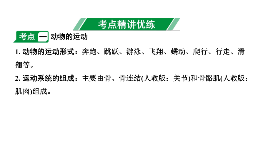 2024广西中考生物二轮中考考点研究 主题五 动物的运动和行为 课件（共36张PPT）