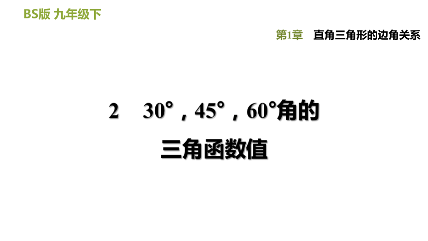 北师大版九下数学1.2  30°，45°，60°角的三角函数值习题课件（25张）