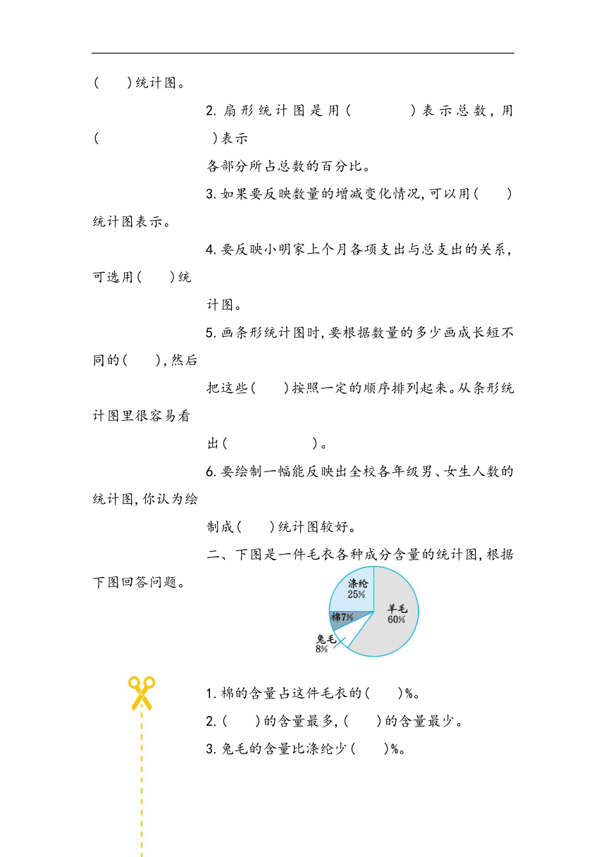 第七单元 扇形统计图 易错题讲义 -五年级下册数学青岛版（五四学制）